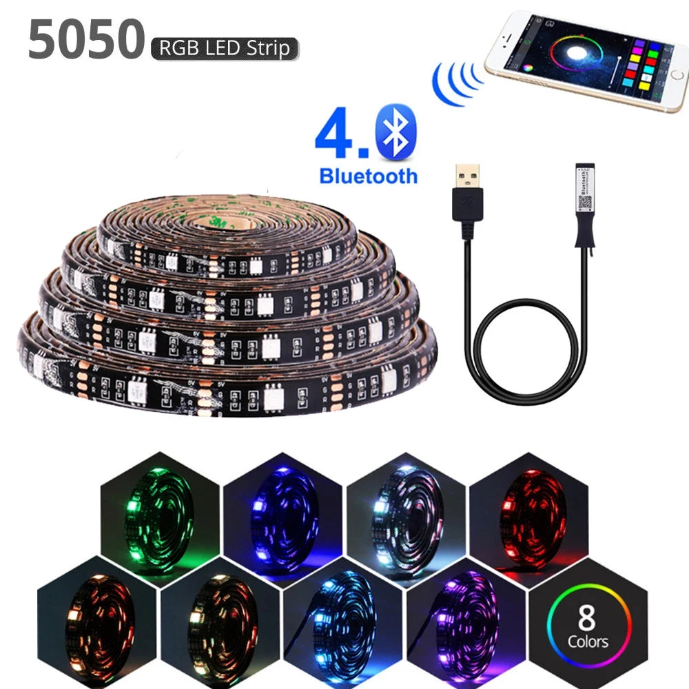 Bluetooth Usb Led Strip 5V Rgb Flexible Led Light 1M 2M 3M 5M SMD 5050 for HDTV TV Backlight Lights Strips Waterproof Neon Lamp